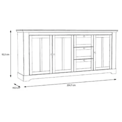 Buffet 204cm 3 Portes 3 Tiroirs - ANGELE -Wenko Soldes 00209f7b51184391bef80f69d50ecac1