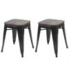Tabouret HWC-A73 Assise Bois (lot De 2)