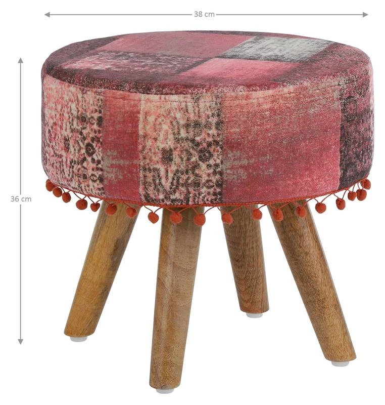 Pouf 38x36cm Rouge En Tissu 6 Pouf 38x36cm Rouge En Tissu – Image 6