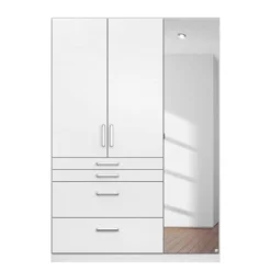 Armoire à Portes Battantes Homburg I -Wenko Soldes drehtuerenschrank homburg alpinweiss 136 cm 3 tuerig mit spiegeltuer en 4478636