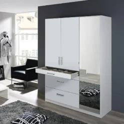 Armoire à Portes Battantes Homburg I -Wenko Soldes drehtuerenschrank homburg alpinweiss 136 cm 3 tuerig mit spiegeltuer en 4478644