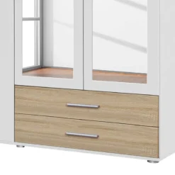 Armoire à Portes Battantes Rasant-Extra -Wenko Soldes drehtuerenschrank rasant extra alpinweiss eiche sonoma dekor 168 cm 4 tuerig 2 spiegeltueren 2560162