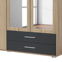 Armoire à Portes Battantes Rasant-Extra -Wenko Soldes drehtuerenschrank rasant extra anthrazit eiche sonoma dekor 168 cm 4 tuerig 2 spiegeltueren 2553514