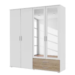 Armoire à Portes Battantes Rasant-Extra -Wenko Soldes drehtuerenschrank rasant extra eiche sanremo hell dekor alpinweiss 168 cm 4 tuerig 2 spiegeltueren 2555658