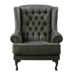 Fauteuil à Oreilles Miscol -Wenko Soldes sessel miscol antiklederlook mit hocker dunkelgrau 4886428